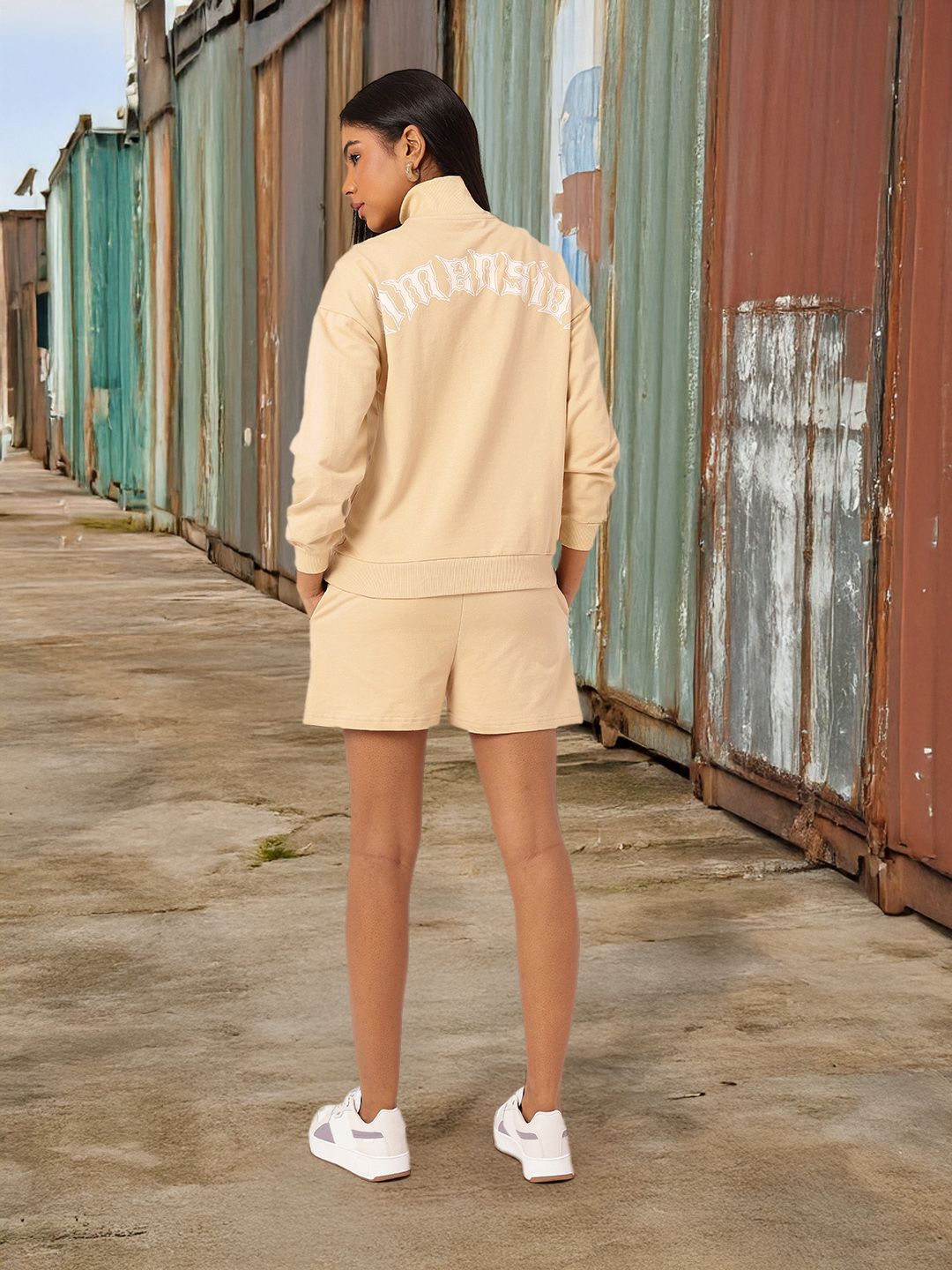 Kook N Keech Street Savvy Printed Relaxed Sweatshirt With Shorts Co-Ords Set