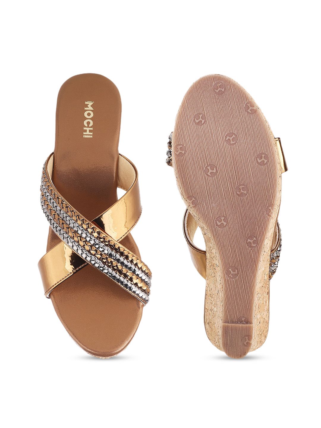 Mochi Gold-Toned Wedge Sandals