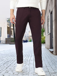 Urbano Fashion Men Maroon Slim Fit Easy Wash Trousers