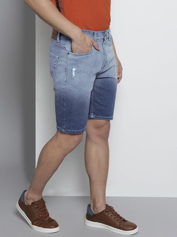 The Indian Garage Co Men Blue Slim Fit Denim Shorts