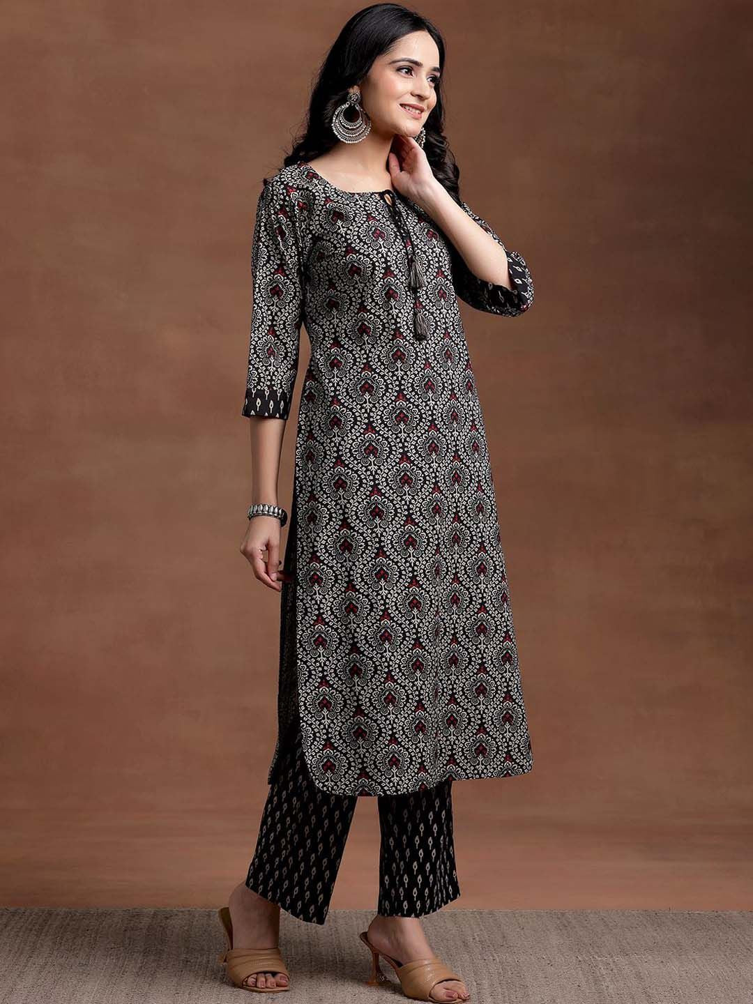 Libas Floral Printed Regular Pure Cotton Kurta with Palazzos