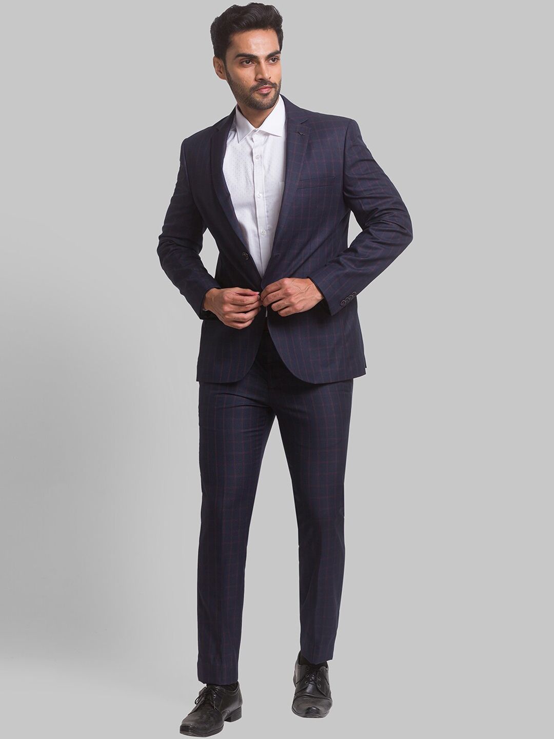 Park Avenue Men Checked Single Breasted Two Piece Formal Suit