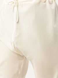 SOJANYA Men Blue & Off-White Jacquard Woven Design Kurta with Churidar & Nehru Jacket