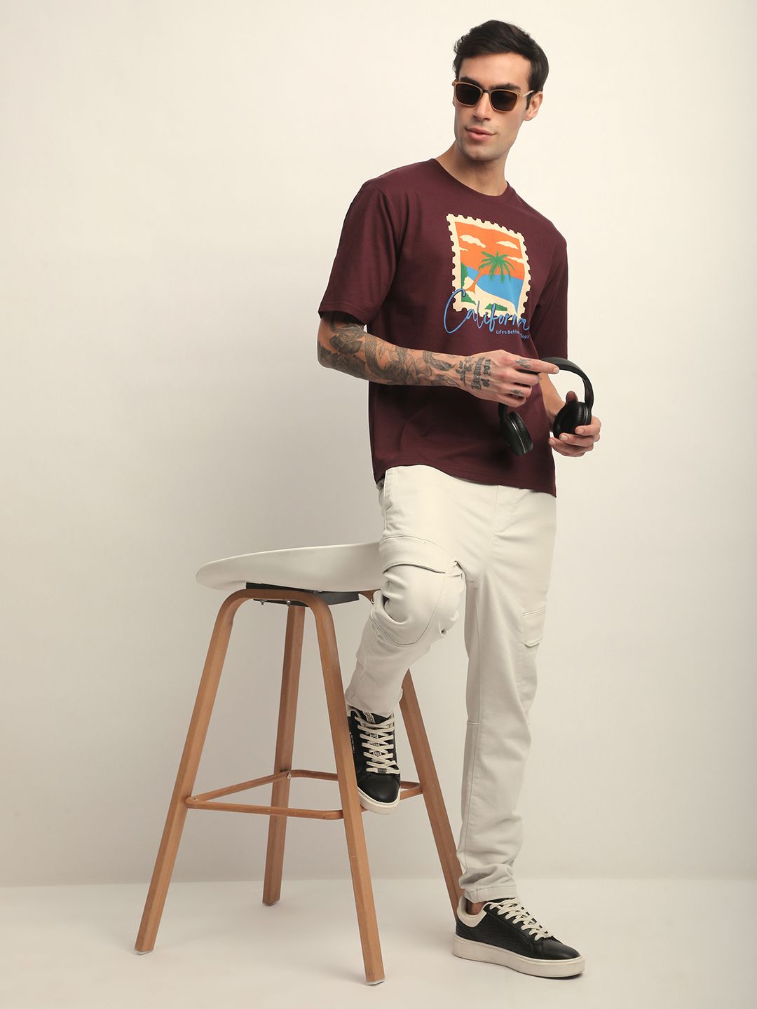 Difference of Opinion Men Short Sleeve Oversized Crew Neck Varsity Printed Tshirt