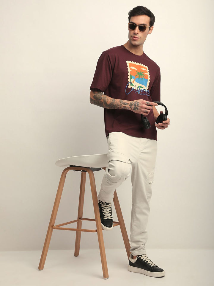 Difference of Opinion Men Short Sleeve Oversized Crew Neck Varsity Printed Tshirt