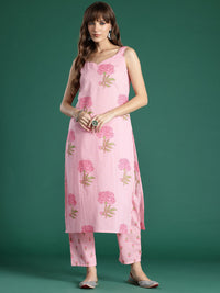Indo Era Floral Printed Pure Cotton Kurta with Trousers