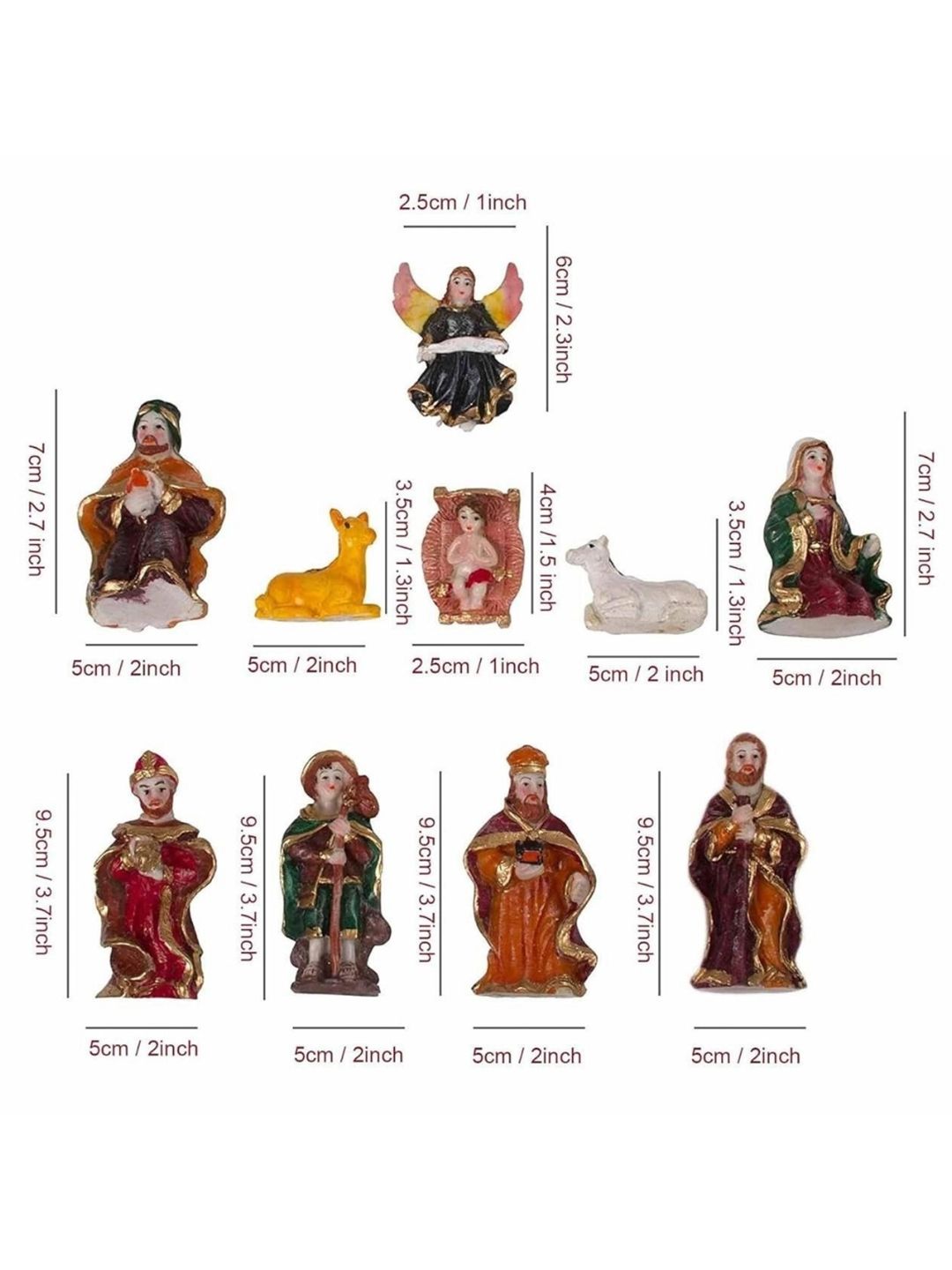 eCraftIndia Brown & Yellow 10 Pieces Christmas Nativity Crib Statues