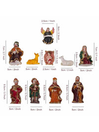 eCraftIndia Brown & Yellow 10 Pieces Christmas Nativity Crib Statues