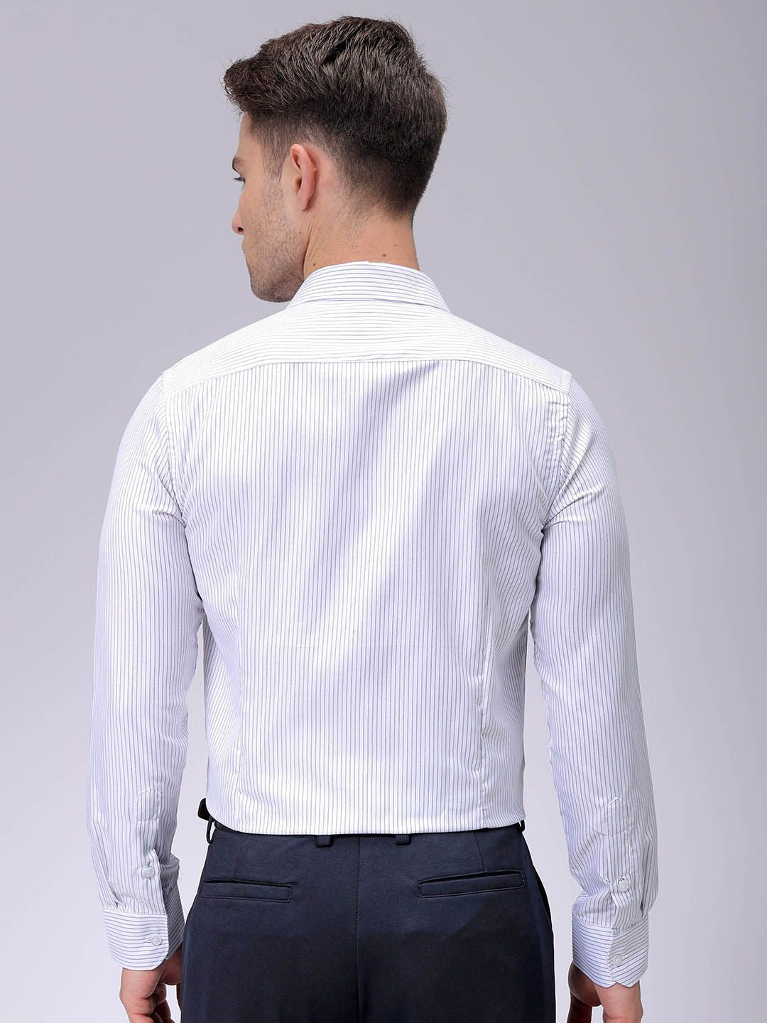 The Indian Garage Co. X Luxe Men Spread Collar Vertical Striped Slim Fit Formal Shirt