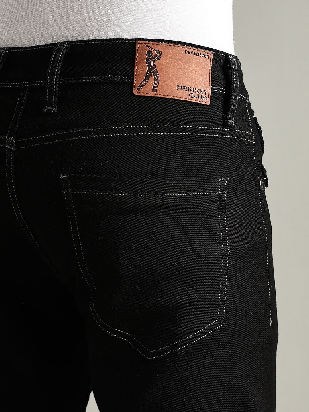 Thomas Scott Men Original Straight Fit Mid-Rise Clean Look No Fade Stretchable Jeans