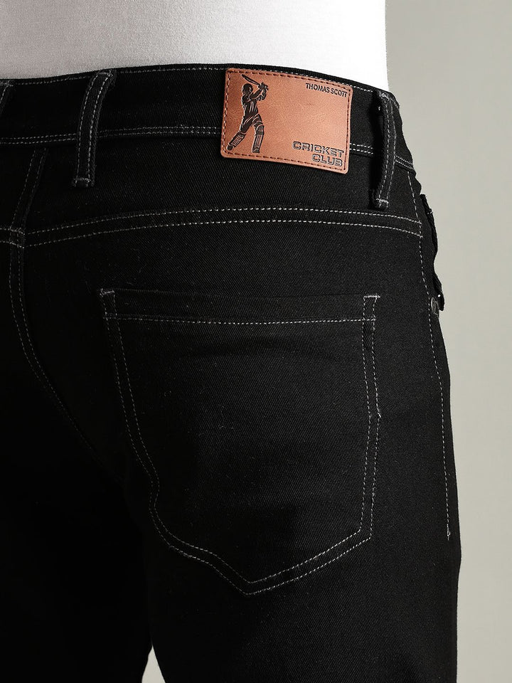 Thomas Scott Men Original Straight Fit Mid-Rise Clean Look No Fade Stretchable Jeans