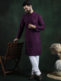 SOJANYA Ethnic Motifs Embroidered Mandarin Collar Thread Work Cotton Straight Kurta