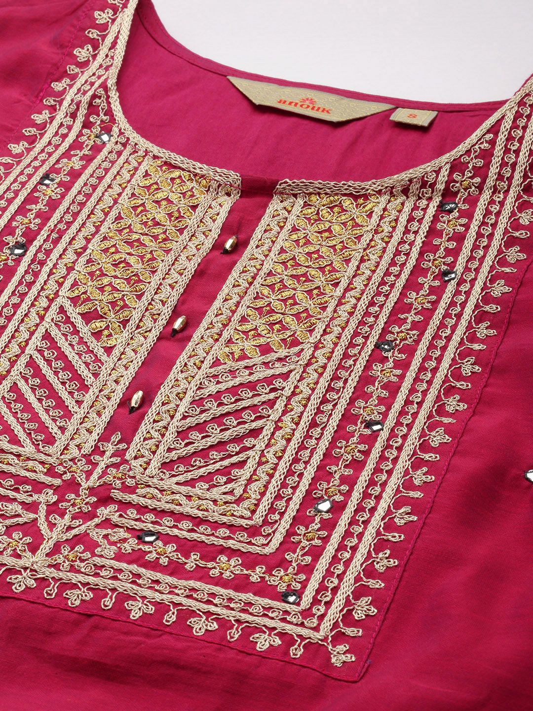 Anouk Women Ethnic Motifs Zari Work Yoke Design Regular Kurta With Trousers & Dupatta
