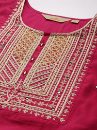 Anouk Women Ethnic Motifs Zari Work Yoke Design Regular Kurta With Trousers & Dupatta