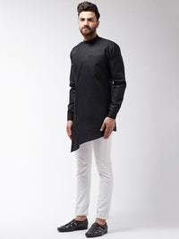 SOJANYA Lelaki Hitam Solid Kurta Asymmetric