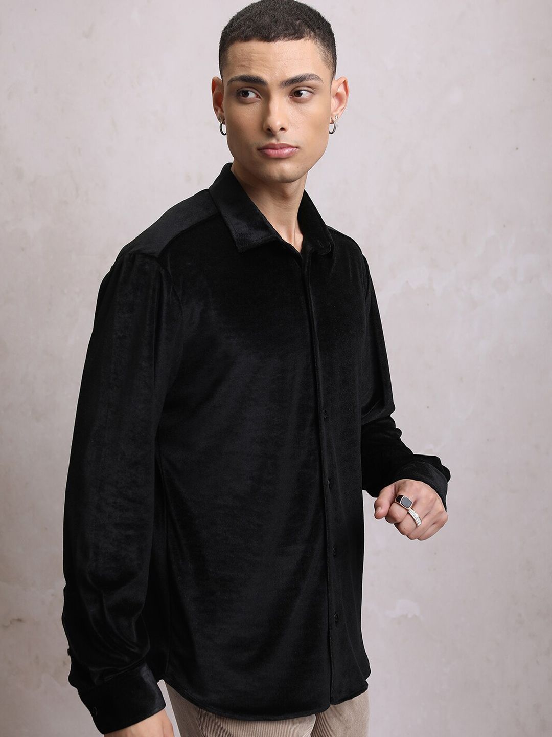 LOCOMOTIVE Velvet Textured Evening Casual Shirt