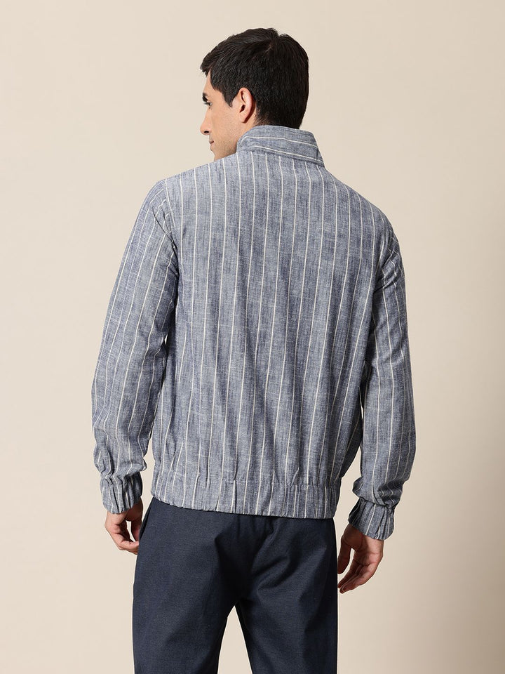 Mr Bowerbird Stand Collar Striped Bomber Jacket