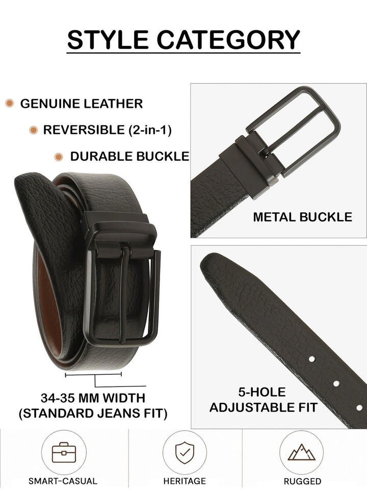 Teakwood Leathers Men Textured Leather Reversible Belt