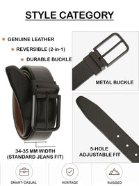 Teakwood Leathers Men Textured Leather Reversible Belt