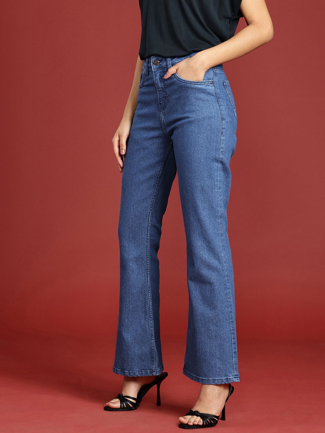 all about you Women Slim Bootcut Fit High-Rise Light Fade Stretchable Jeans