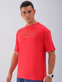 The Indian Garage Co Men Back Printed Boxy Oversized Pure Cotton T-shirt