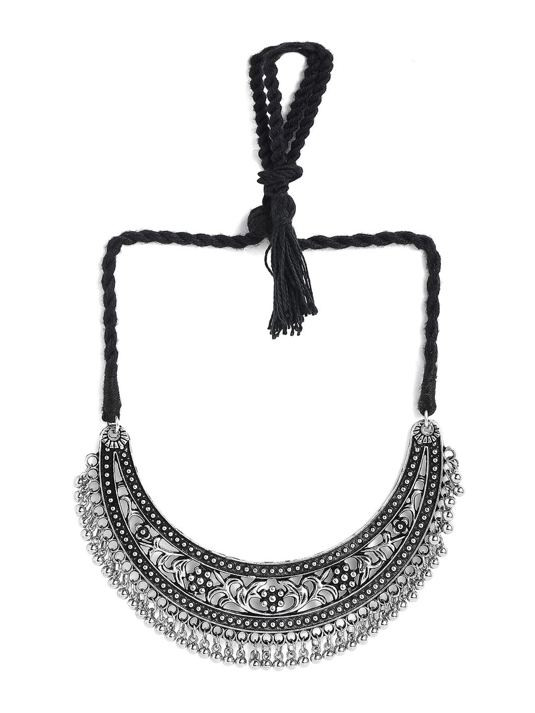 Rubans Silver-Toned Brass Silver-Plated Handcrafted Necklace