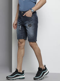 The Indian Garage Co Men Blue Slim Fit Denim Shorts