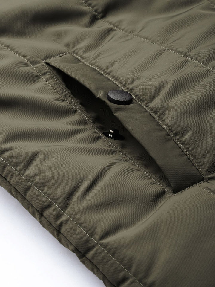The Indian Garage Co Men Colourblock Zip-Front Slim Fit Bomber Jacket with Detachable Hood