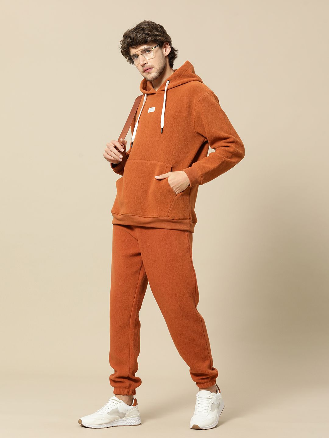 Mr Bowerbird Men Brown Self Designed Hooded Sweatshirt