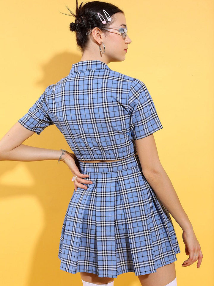 Tokyo Talkies Checked Crop Shirt & Mini Skirt