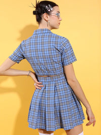 Tokyo Talkies Checked Crop Shirt & Mini Skirt