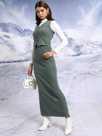 Tokyo Talkies Fitted Waistcoat With Maxi Skirt