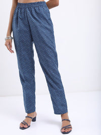 Vishudh Blue Ethnic Motifs Printed Straight Kurta with Trousers With Dupatta