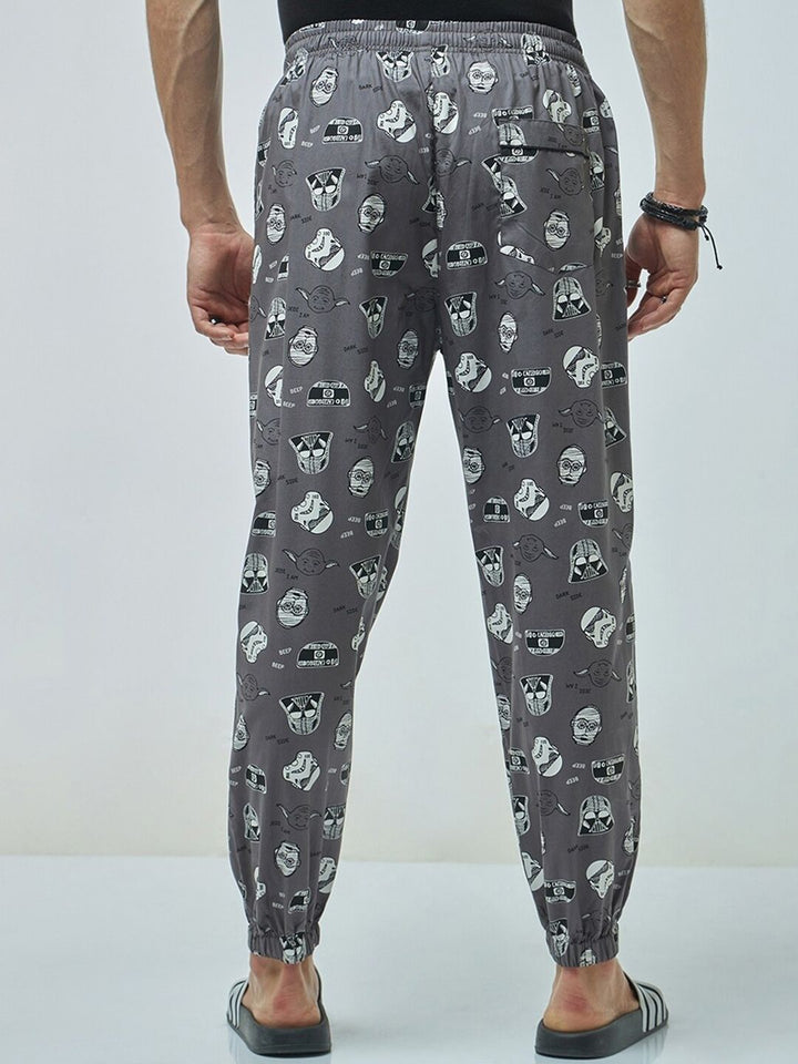 Bewakoof Grey Men Printed Pure Cotton Joggers