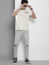 The Indian Garage Co Men Grey Slim Fit Slash Knee Stretchable Heavy Fade Stretchable Jeans