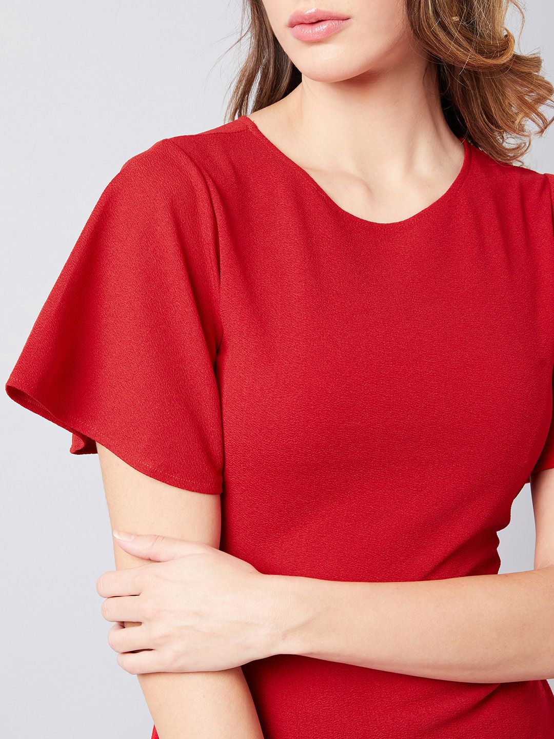 Athena Women Red Solid Sheath Dress