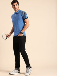 Being Human Striped Polo Collar Pure Cotton T-shirt