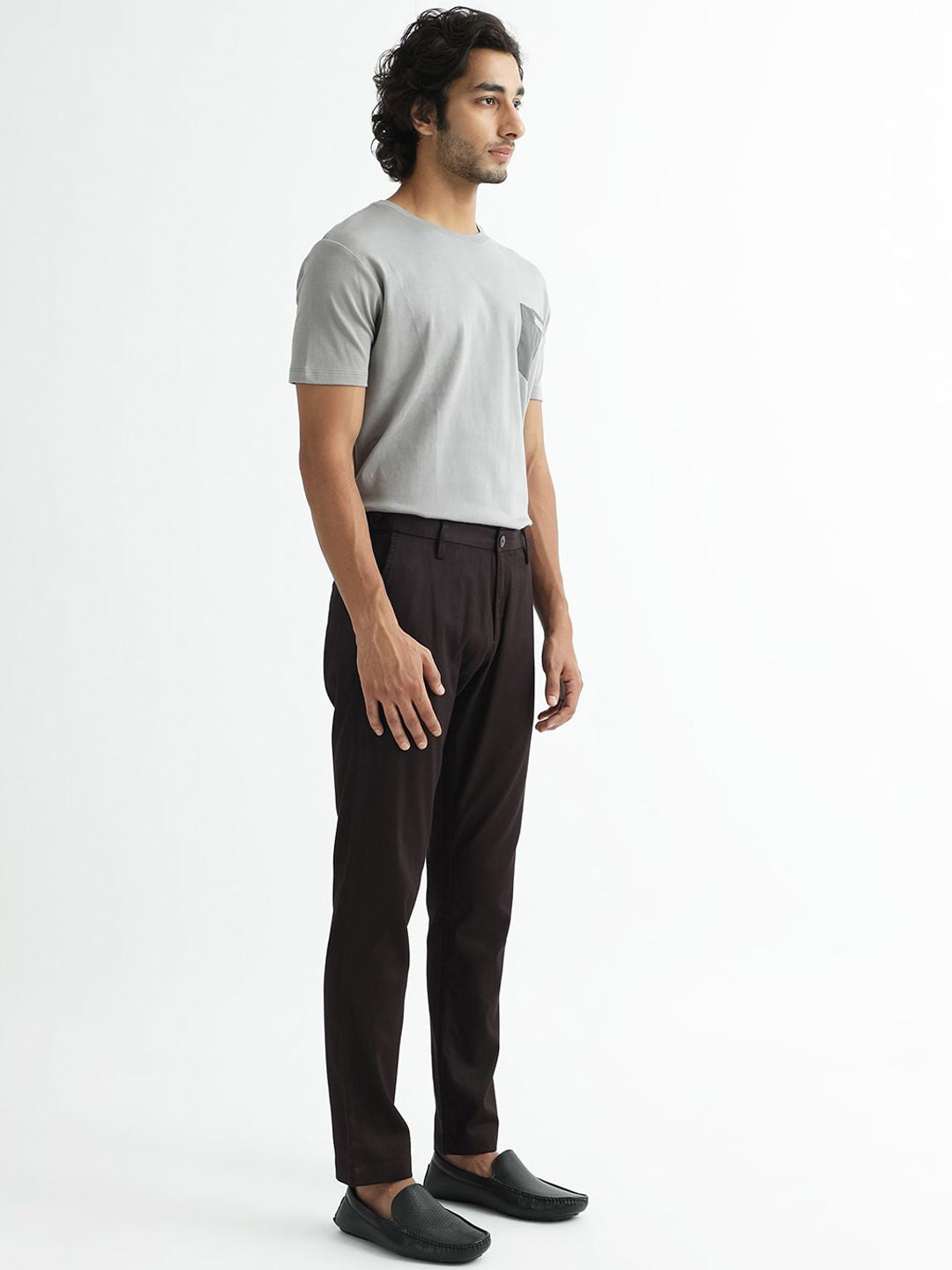 RARE RABBIT Men Cellular Slim Fit Mid-Rise Casual Trouser
