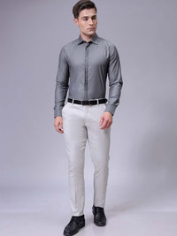 The Indian Garage Co. X Luxe Men Slim Fit Cutaway Collar Textured Formal Shirt