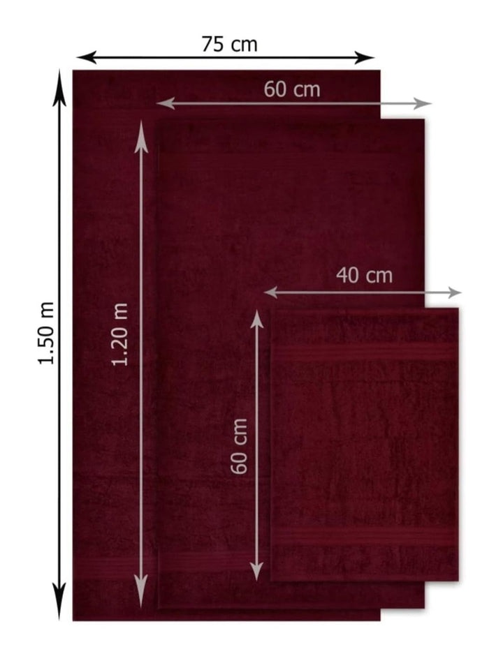 BOMBAY DYEING Tulip Maroon 4 Pieces Pure Cotton 450 GSM Towel Set