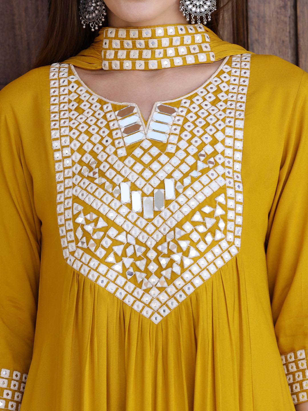 KALINI Women Embroidered Regular Thread Work Kurta with Trousers & Dupatta