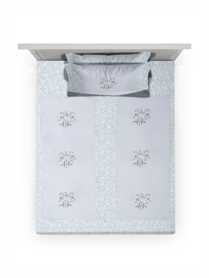 Myntra Elegant Homes Grey Floral 400 TC Single Bedsheet with 1 Pillow Covers