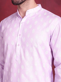 Jompers Ethnic Motifs Floral Printed Mandarin Collar Pure Cotton Kurta