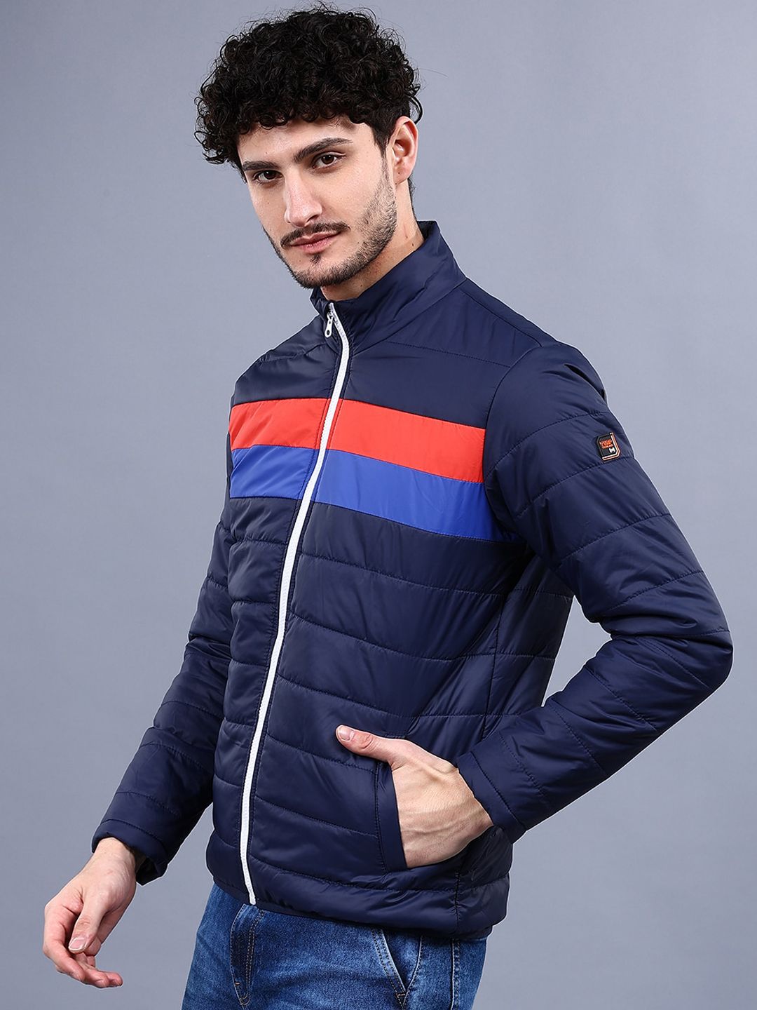 The Indian Garage Co Men Colourblock Regular Fit Puffer Jacket