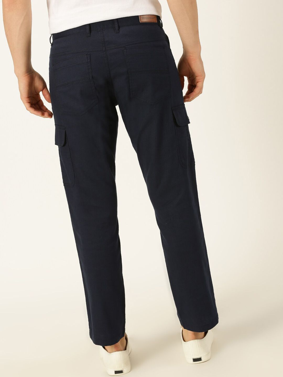 Thomas Scott Men Smart Slim Fit Linen Cotton Cargos Trousers