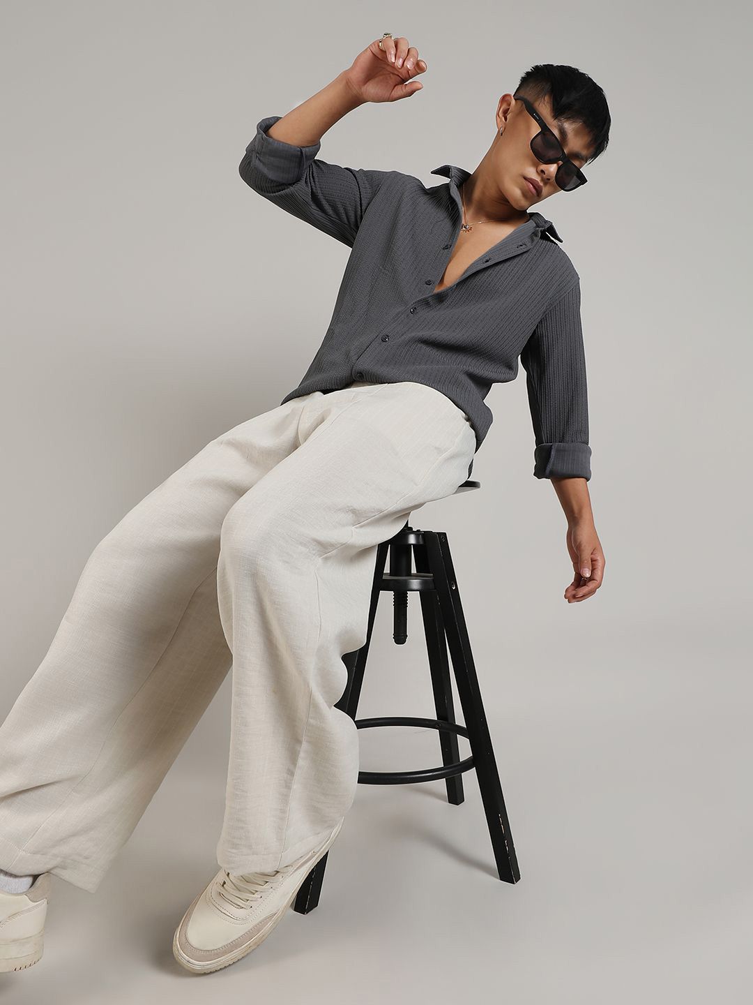 Campus Sutra Comfort Spread Collar Long Sleeves Casual Shirt
