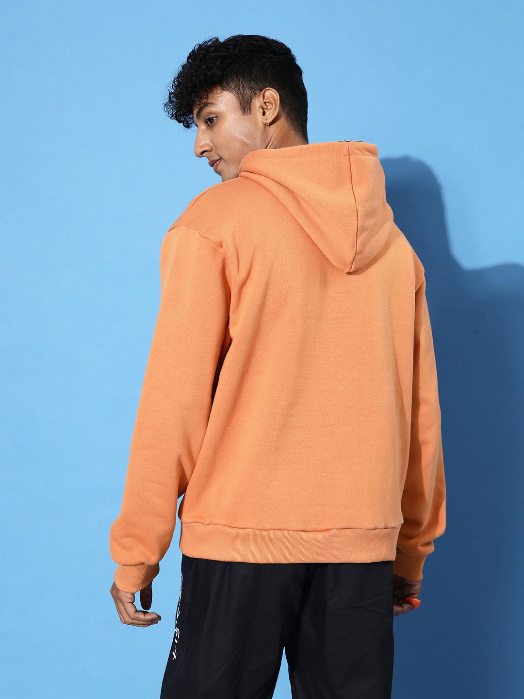 DILLINGER Men Typographic Oversized Hooded Fleece Sweatshirt