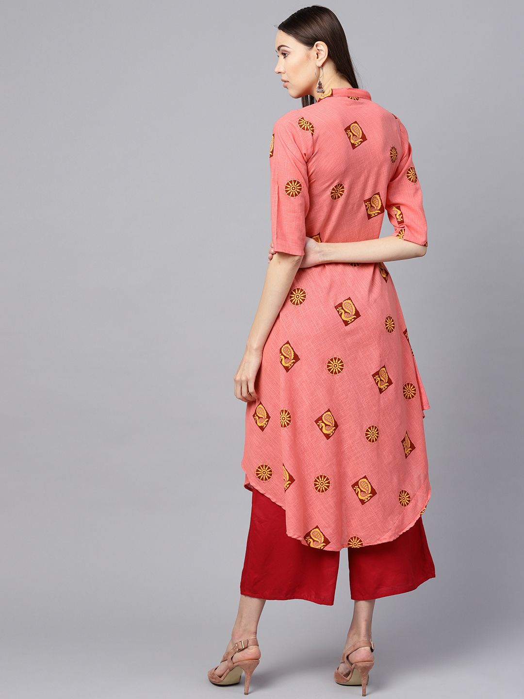 SOJANYA Women Pink & Maroon Quirky Print A-Line Kurta