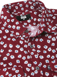 Thomas Scott Standard Slim Fit Floral Printed Pure Cotton Corduroy Casual Shirt