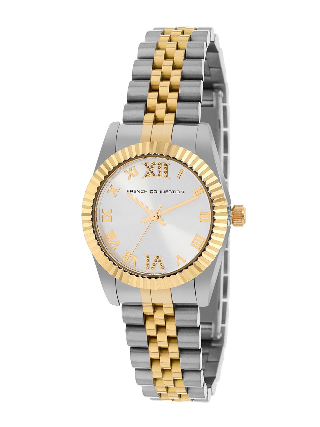 Sambungan Perancis Wanita Gelang Gelang Keluli Tahan Karat Tali Analog Watch FCN00077E